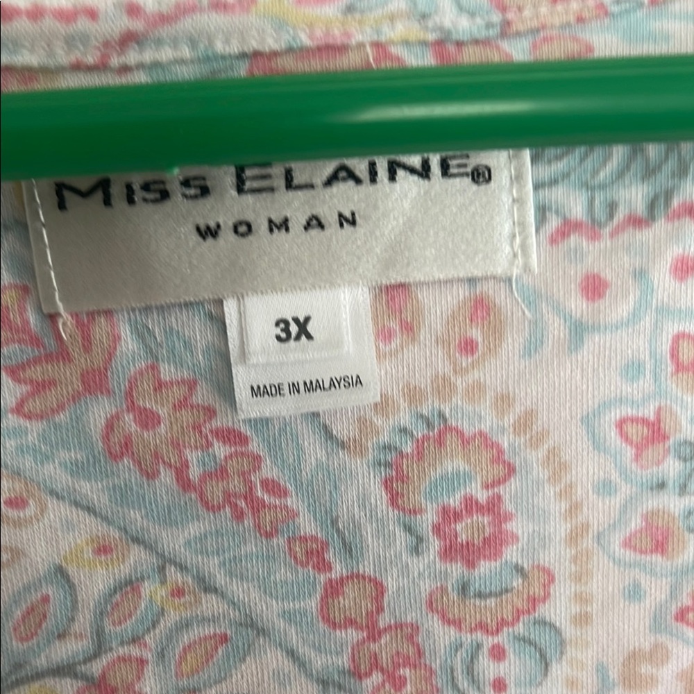 Miss Elaine Women's Paisley Nightgown - Pink and Blue - Picture 3 of 10